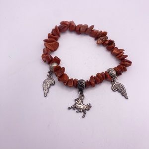 Stretchy Goldstone Charm Bracelet